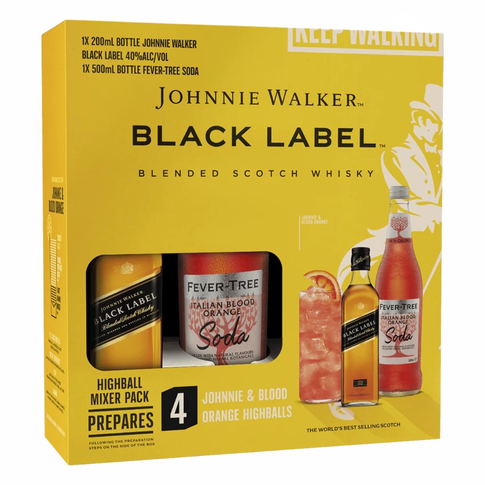 Whisky Johnnie Walker Black 12YO + Fever Tree 40% 700 ml