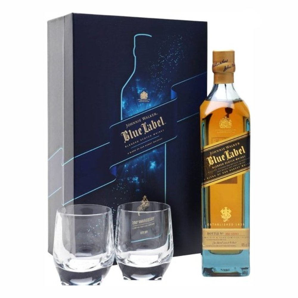 Whisky Johnnie Walker Blue Label 200 Anniversary + 2 Szklanki 40% 700 ml
