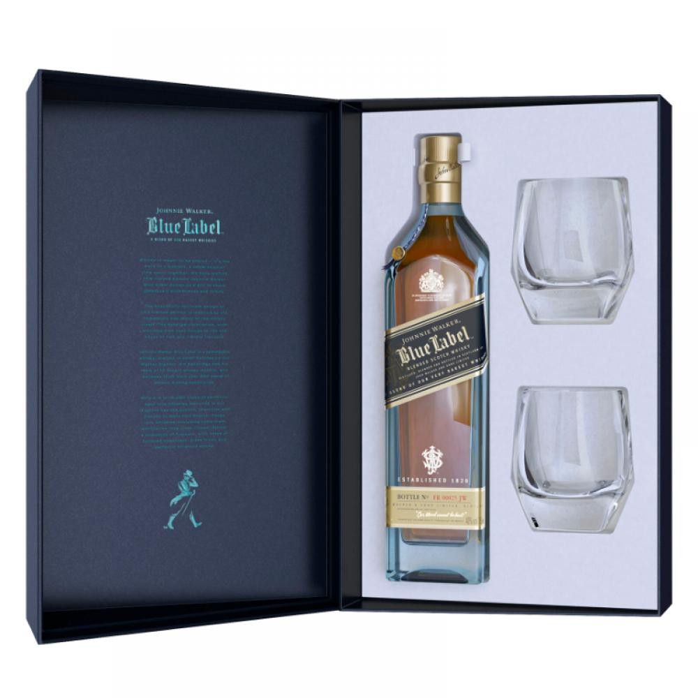 Whisky Johnnie Walker Blue Label + 2 szklanki 40% 700 ml